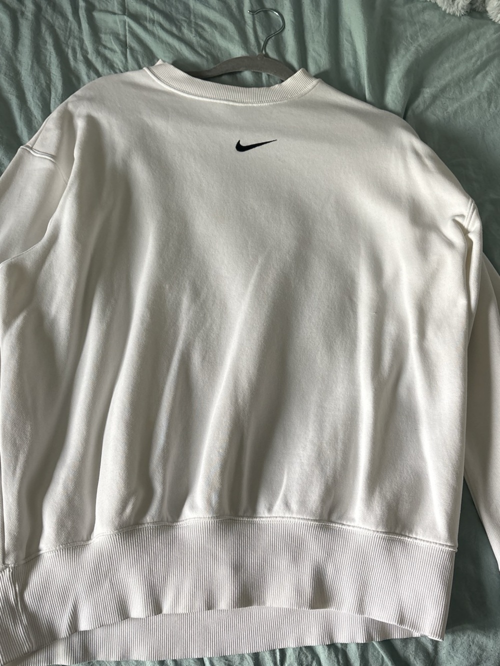 Nike White Sweatshirt with Black Swoosh Back Logo